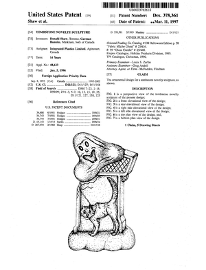 Integrated Plastics Tombstone Novelty Sculpture Patent #D378361.pdf preview