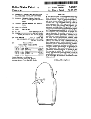Sun Hill Industries Recessed Lamp Socket System for Illuminated Decorative Figures Patent #5436817.pdf preview